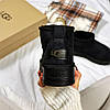 Зимові жіночі UGG Classic Ultra Mini Platform Black Чорні Взуття УГГІ Класік Міні низькі на платформі замша теплий щільний хутро, фото 6