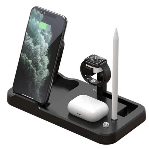 Зарядний пристрій бездротовий 4IN1 HS-299 Чорний, фото 1