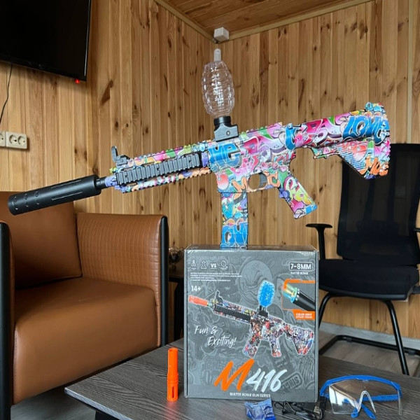Автомат з орбізами, заряджання USB Water gun M416 AND G-518 Графіті кольоровий, фото 1