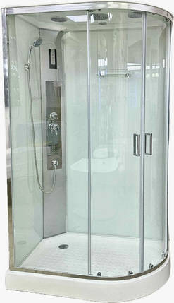 Душовий бокс VERONIS BN 4 120 white CHROME 120х80х215 см на низькому піддоні лівосторонній з гідромасажем, фото 1