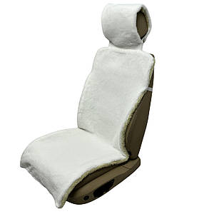 Хутряна накидка універсальний чохол - майка на переднє сидіння авто з овчини (Еко-хутро) біла