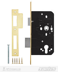 Замок врізний Santos 1-way din 785 золото універсальний міжвісь 85 бексет 60мм