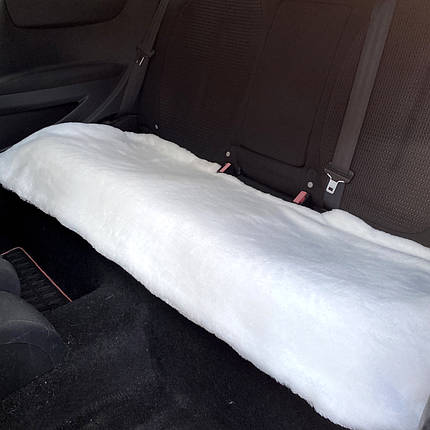 Універсальна Накидка чохол на сидіння автомобіля з овчини Sheepskin (Еко-шерсть) Задній диван Білий, фото 3