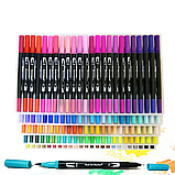 Набір акварельних маркерів 100 кольорів, двосторонні акварельні маркери Brush для малювання та скетчінгу, фото 4