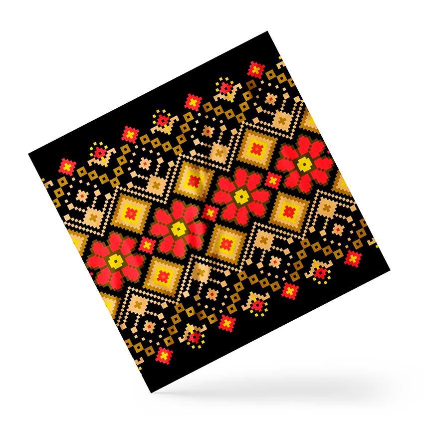 Хустка на голову і шию «Вишиванка. Червоні квіти. Embroidered shirt. Red flowers»