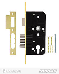 Замок врізний Santos 1-way din 985 золото міжвісь 85мм бексет 45мм