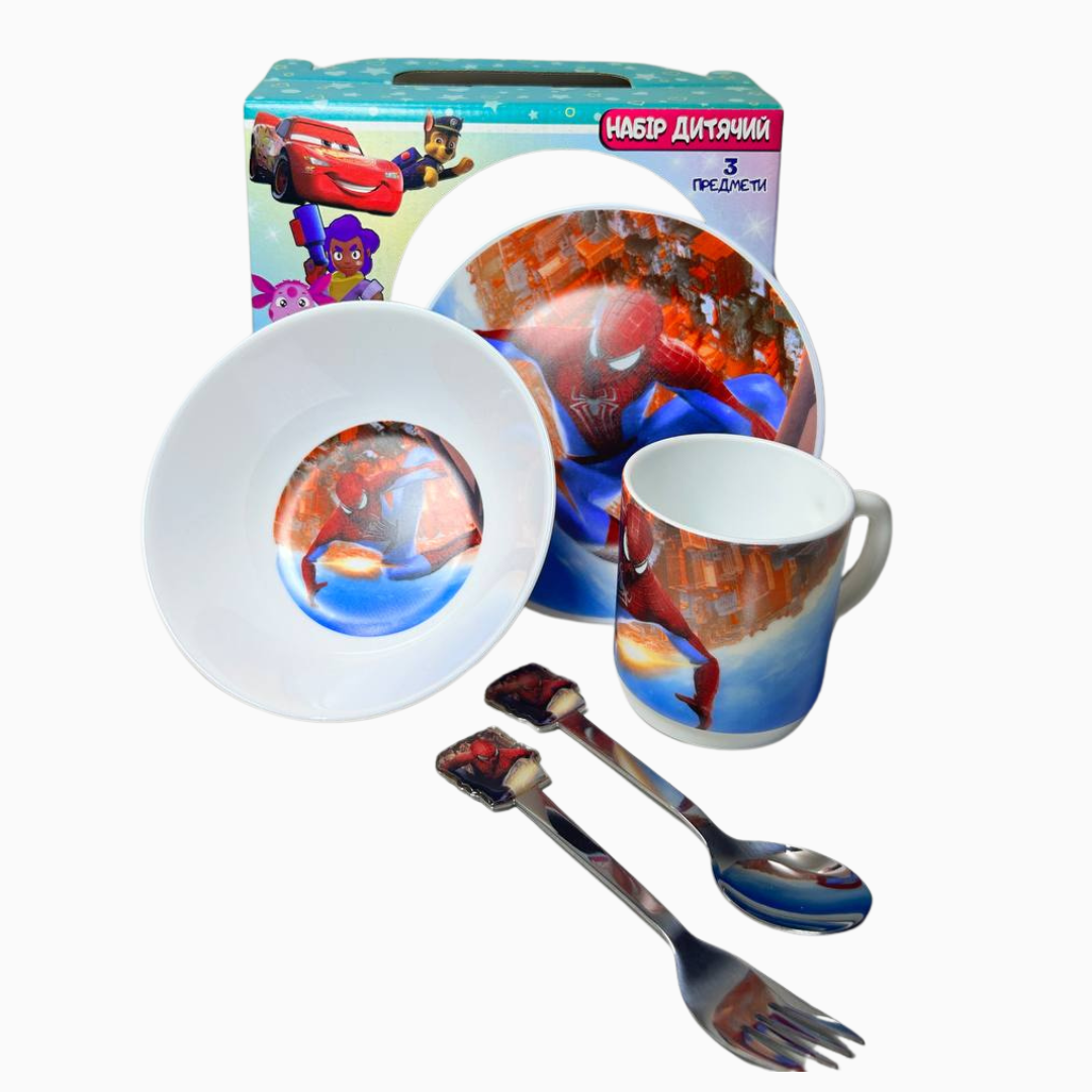 Набір дитячого посуду Людина Павук SPIDERMAN 5 предметів склокераміка.