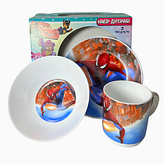 Набір дитячого посуду Людина Павук SPIDERMAN 3 предмети склокераміка від 2х років