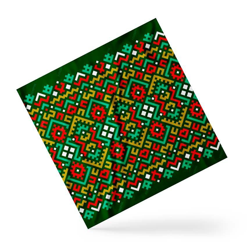 Хустка на голову і шию «Зелена вишиванка. Орнамент. Green embroidery. Ornament»