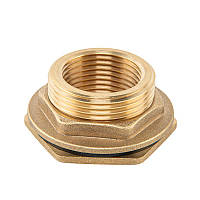 Втулка для бака РВ 1" - РЗ 1 1/4" з гайкою та прокладкою 1 1/4", BRASS, BR-P100114