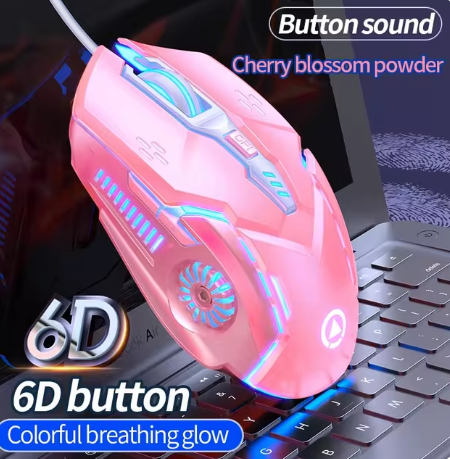 Мишка  ігрова провідна з підсвічуванням G5 RGB 3200DPI  миша для ноутбука чи комп'ютера/ Рожева
