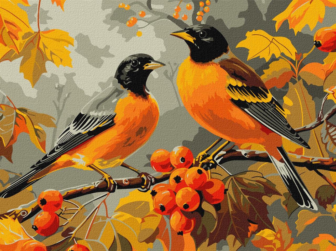 Картина за номерами Пташки на гілці 30*40 см Ідейка KHO 6638, фото 1