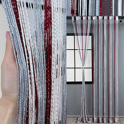 Штори-нитки "Кісея" (1 шт. 3х3 м.) з люрексом. Колір бордовий з сірим і білим. Код 61-083