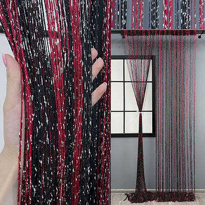 Штори-нитки "Кісея" (1 шт. 3х3 м.) з люрексом. Колір бордовий з чорним. Код 61-084