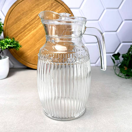 Глечик скляний із кришкою 2 л Сіде, фото 1