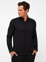 Чорна чоловіча сорочка LC Waikiki/ЛС Вайкікі з гудзиком на комірі. фірмова Туреччина