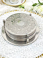 Вінтажний комплект англійських посріблених підставок під чашку, Англия, вінтаж