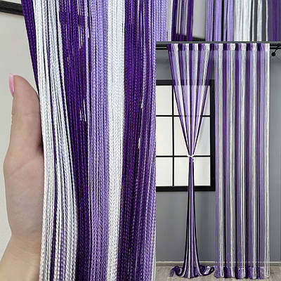 Штори-нитки "Кісея" (1 шт. 3х3 м.). Колір фіолетовий з бузковим і білим. Код 61-097