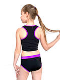 Комплект для pole dance для дівчаток дитячий спортивний подовжений топ і труси з біфлексу Рут р.26-44, фото 3