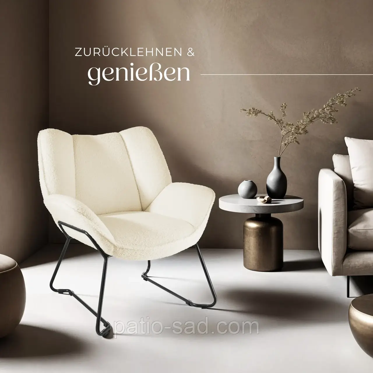 Крісло м'яке букле Kjeld із широкою спинкою, фото 1