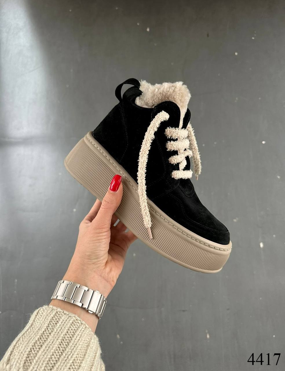 Черевики замшеві, чорні, фото 1