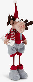 Новорічна іграшка олень у сірому та червоному кольорах 50 см. mebelim