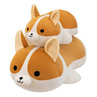 Мягкая плюшевая игрушка собака Корги 60 см, подушка обнимашка лежебока, игрушка для детей