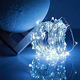 Гірлянда нитка роса 20 м на батарейках + USB холодний білий, LED гірлянда крапля роси, фото 5