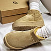 Зимові жіночі UGG Classic Ultra Mini Platform Beige Бежеві Взуття УГГІ Класік низькі на платформі замша теплий щільний хутро, фото 7