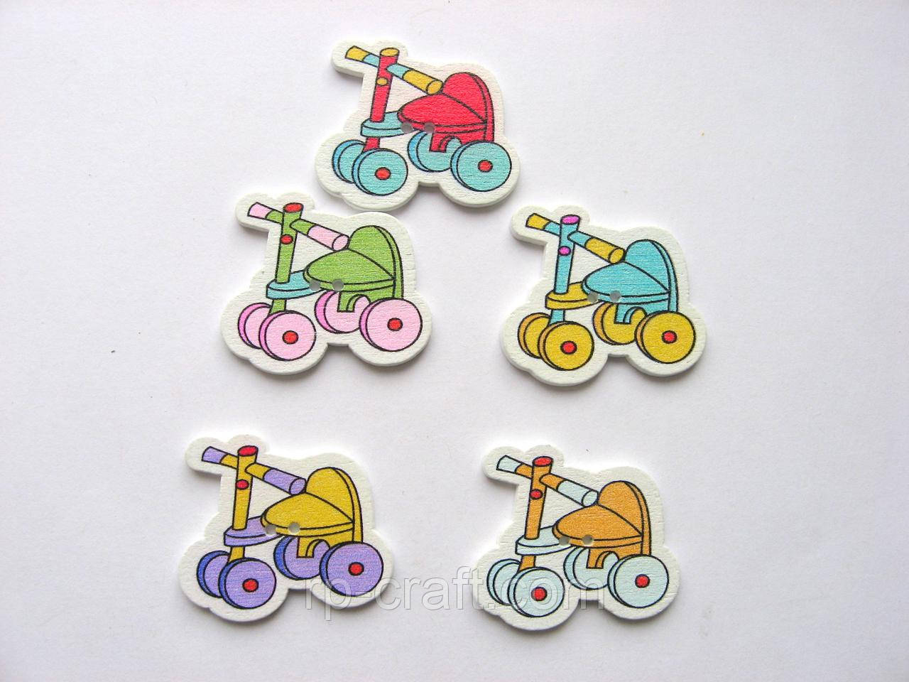 Гудзик дерев'яний, декоративний, велосипед, 28х32 мм, фото 1