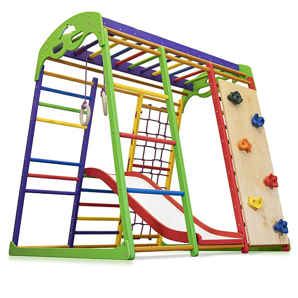 Спортивний дерев'яний комплекс "Юнга Plus 6" різнокольоровий ТМ "SportBaby" (130х124х132 см), фото 1