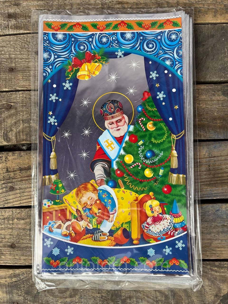 Пакети фольговані для цукерок Новий рік розмір 20*35 см, фото 1