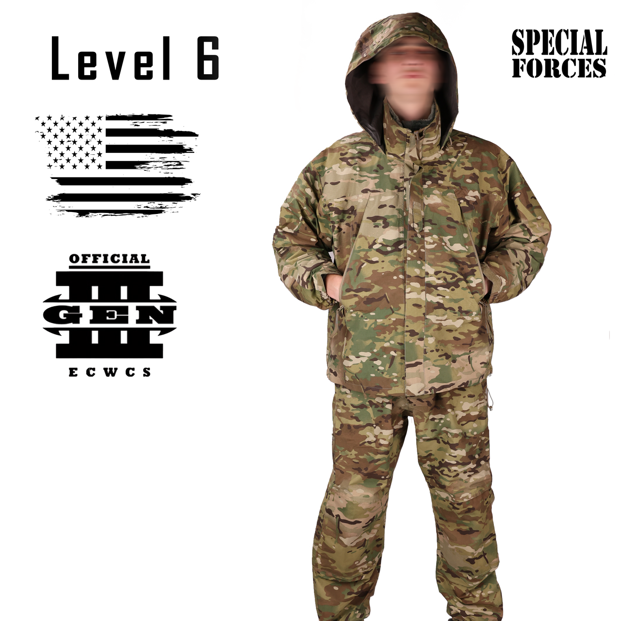 Комплект ECWCS Gen III Level 6, Розмір: Large Long, Колір: MultiCam, Gore-Tex Paclite Special Operations, фото 1