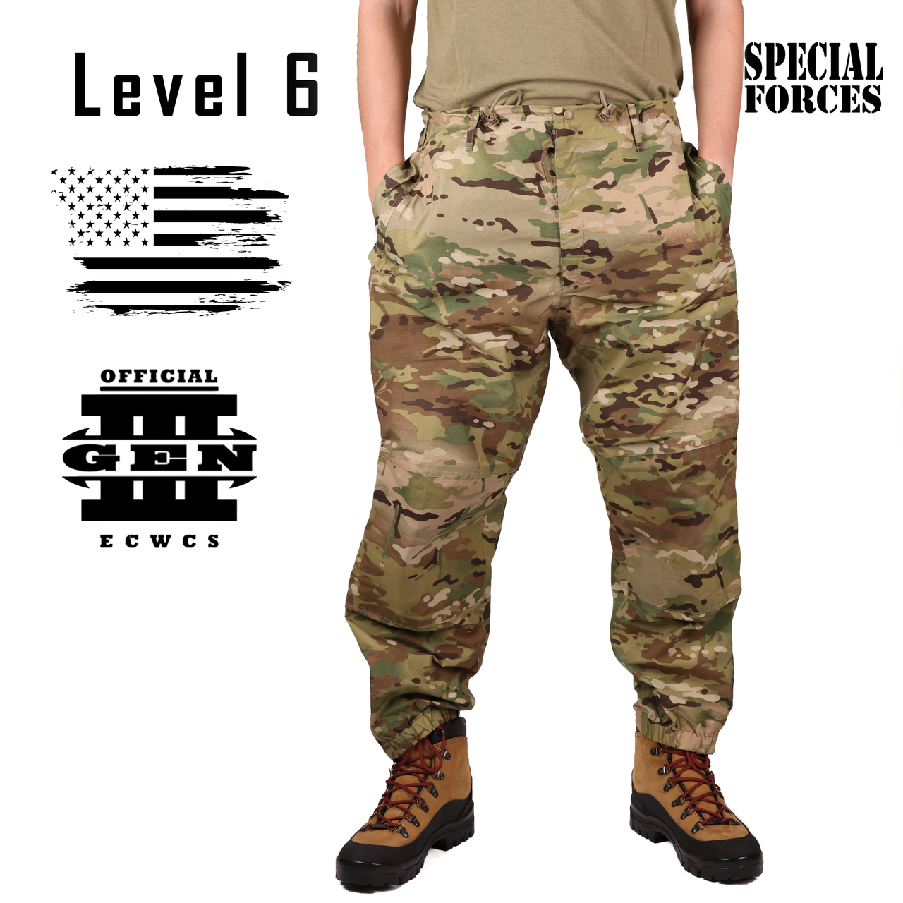 Штани ECWCS Gen III Level 6, Розмір: Large Long, Колір: MultiCam, Gore-Tex Paclite Special Operations, фото 1
