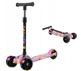 Дитячий самокат триколісний LEOPARD 601 рожевий
