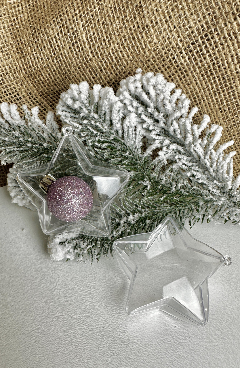 Зірка прозора з пластику з двох частин 7 см., фото 1