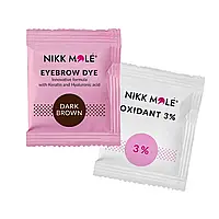 Фарба для брів та вій+оксидант в саше Nikk Mole Eyebrow Dye Dark Brown, темно-коричнева, 5 мл