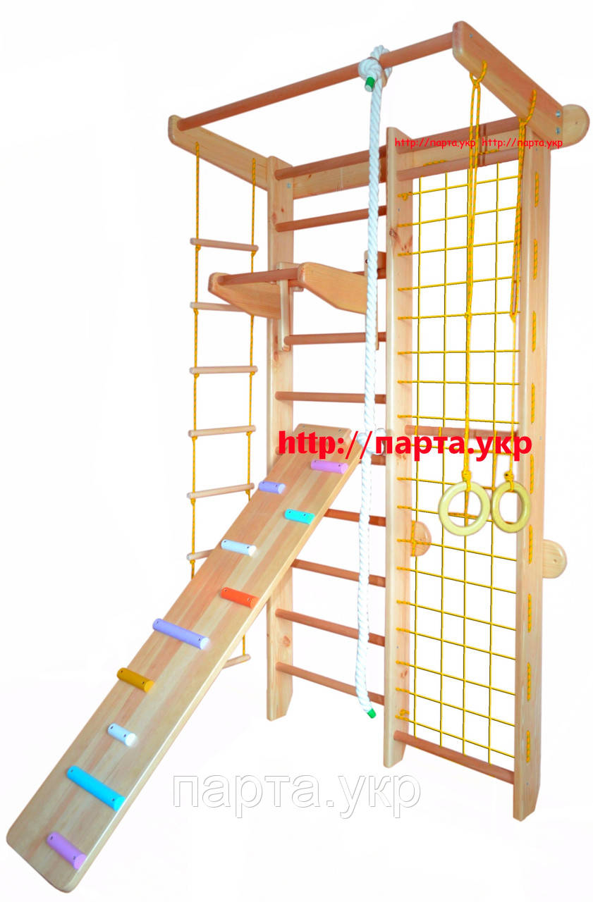 Спортивний куточок Комбінований Бук (турник+скалолаз)