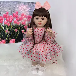 Музична вінілова лялька ручної роботи Reborn Doll зі справжнім волоссям (музичний чіп, видає звуки)