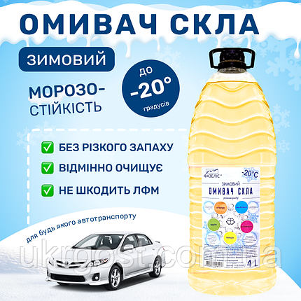 Очищувач скла Зимовий Фазеліс Лимон -20 °С 4 л, фото 1