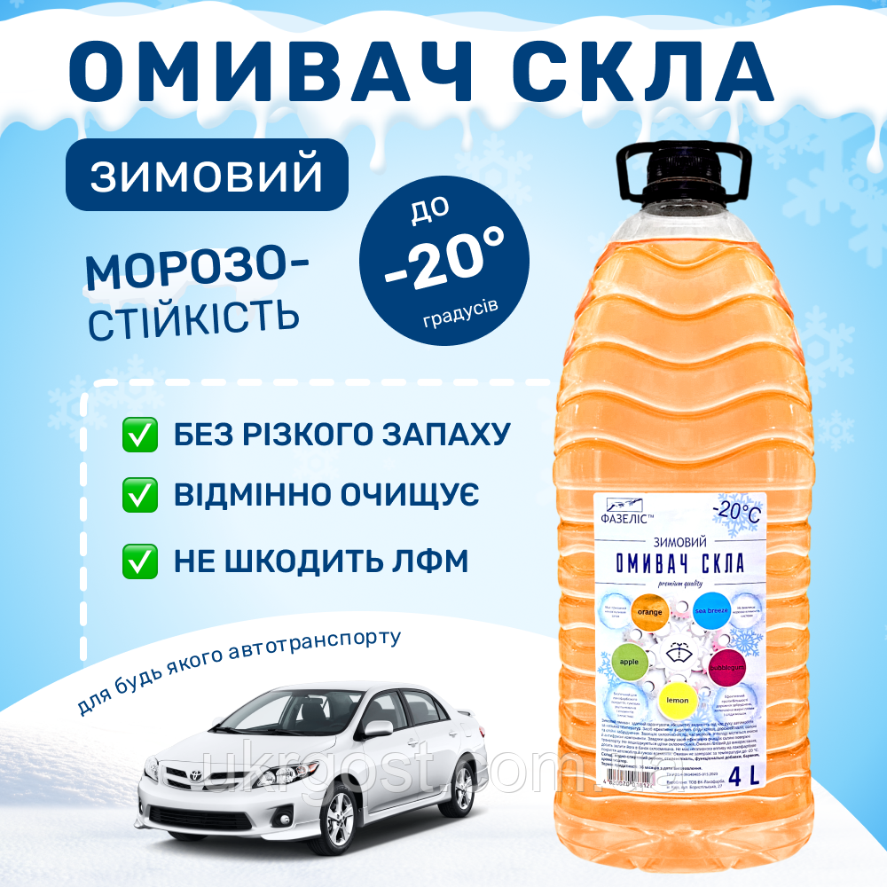 Очищувач скла Зимовий Фазеліс Алельсин -20 °С 4 л