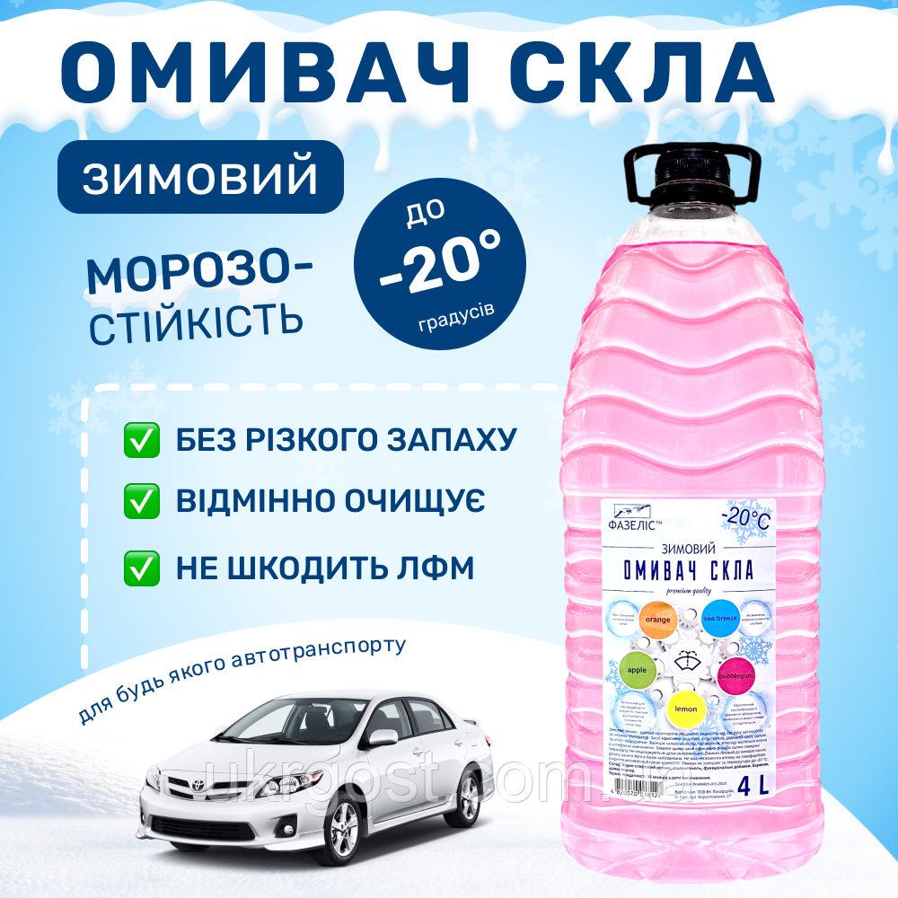 Очищувач скла Зимовий Фазеліс Buble Gum -20 °С 4 л
