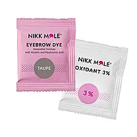 Фарба для брів та вій+оксидант в саше Nikk Mole Eyebrow Dye Taupe, сіро-коричнева, 5 мл