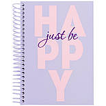 Блокнот на спіралі тверда обкл., А5, 120 арк.,кл., Happy, фото 2