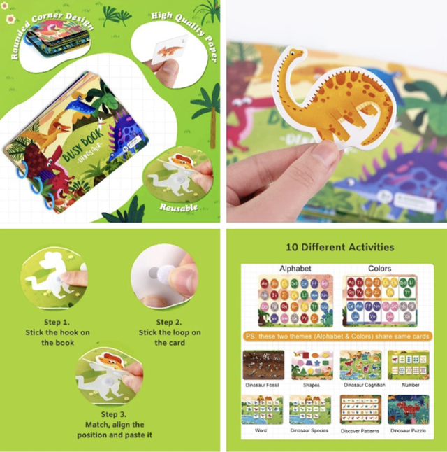 Дитяча розвиваюча книжка монтессорі Busy Book динозаври 2307-3