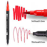 Набір акварельних маркерів для малювання та скетчингу 100 кольорів, двосторонні акварельні маркери Brush, фото 4