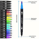 Набір акварельних маркерів для малювання та скетчингу 100 кольорів, двосторонні акварельні маркери Brush, фото 3