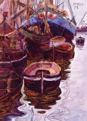 Листівка Egon Schiele - Boote im Hafen von Triest, 1908, фото 1