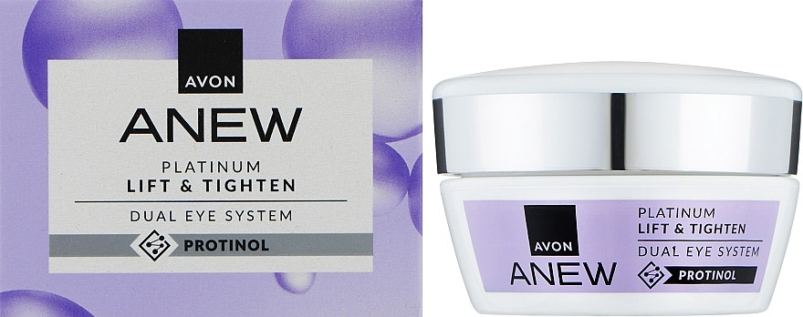 Крем для шкіри навколо очей подвійний 2 в 1 Avon Anew Platinum Lift & Tighten Protinol Day Cream SPF 20, 20 мл