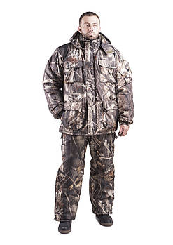 Зимовий мисливський костюм бурий Ліс, товстий шар синтипона, водонепроникна мембрана алова, -30с комфорт